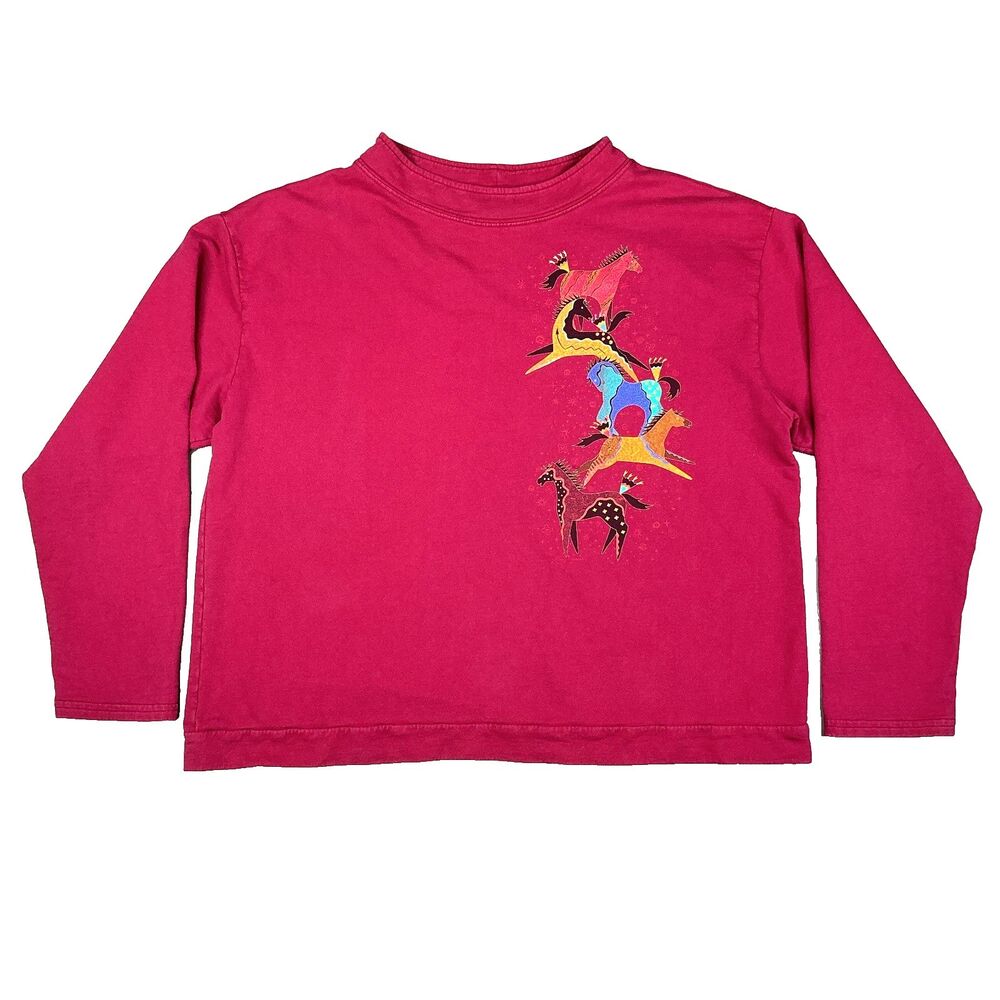 Sabaku Artwear Equestrian Horses Graphic Sweatshirt L/XL Original Art Southwest